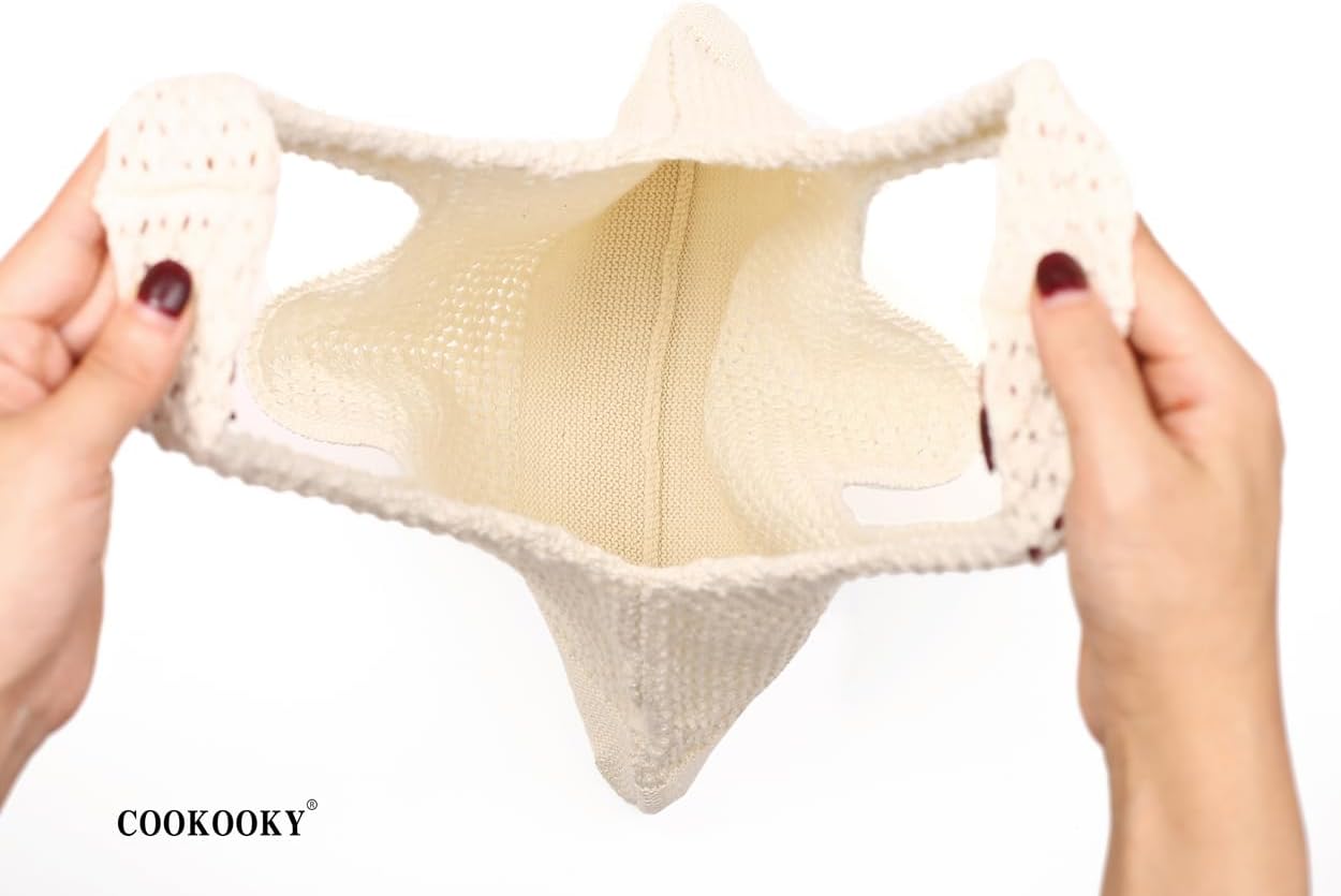 Tote bag Summer Beach Bag for Women Aesthetic Mesh Tote Bag Hippie Bag Knit Bag