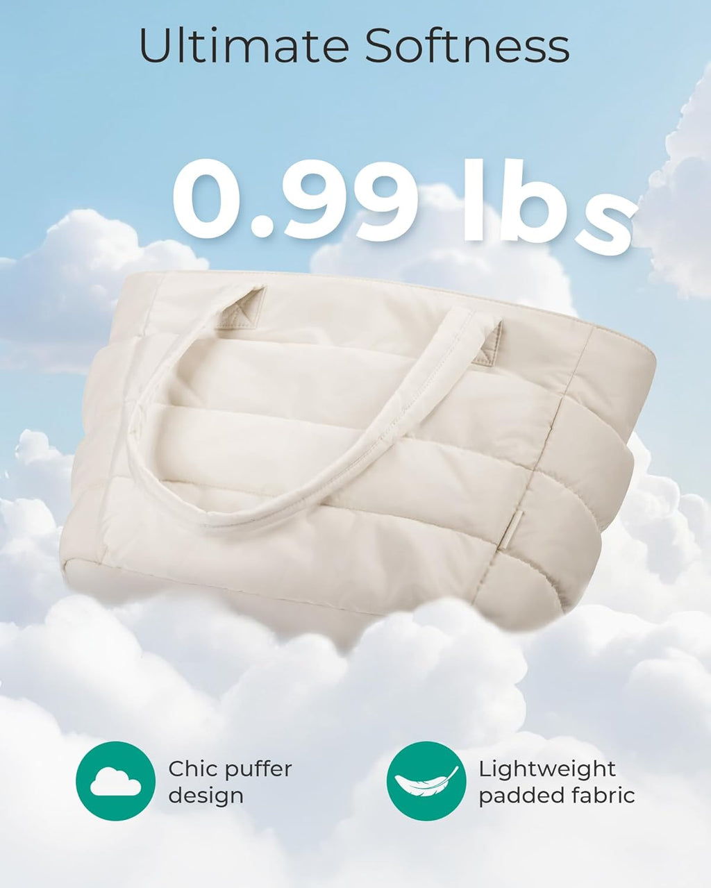 BAGSMART Tote Bag for Women. Lightweight Puffy Tote Bag with Compartments Shoulder Bag Handbag for Travel. Work. Gym | Lightweight. Puffy. Quilted. for Travel. Work