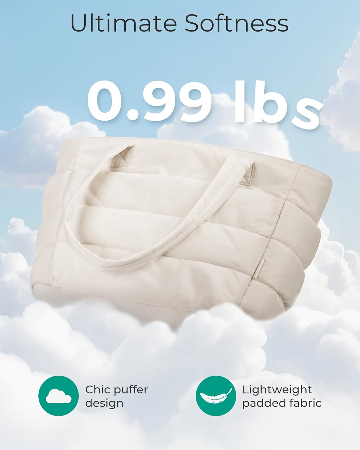 BAGSMART Tote Bag for Women. Lightweight Puffy Tote Bag with Compartments Shoulder Bag Handbag for Travel. Work. Gym | Lightweight. Puffy. Quilted. for Travel. Work