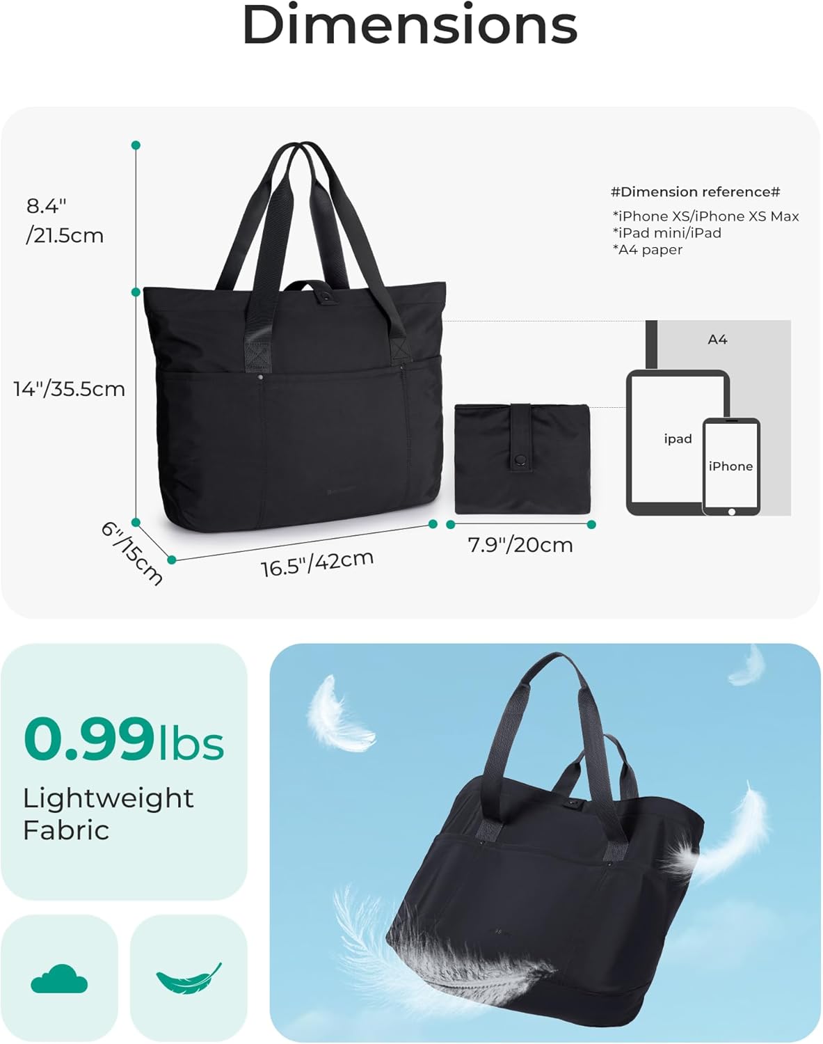 Tote Bag for Women. Foldable Tote Bag With Zipper Travel Large Shoulder Bag Handbag for Work