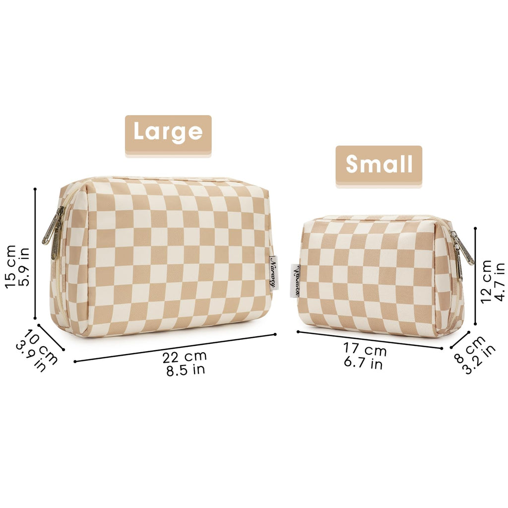 Makeup Bag Travel Cosmetic Bag Organizer Toiletry Bag Make Up Bags with Compartments for Women Girls (Large. Light Checkerboard)