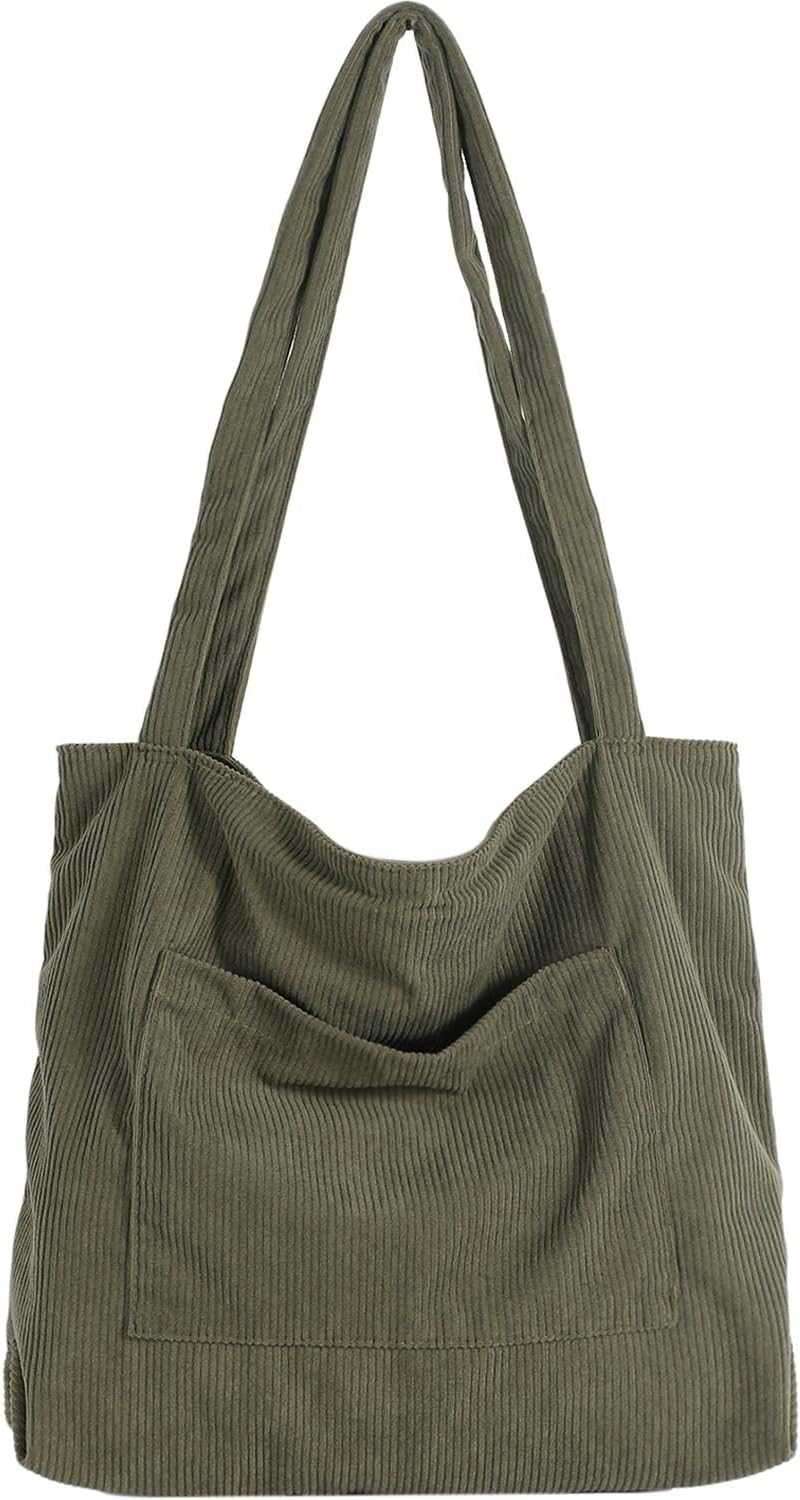 Corduroy Tote Bag. Large Shoulder Hobo Bags Casual Handbags Big Capacity Shopping Work Bag