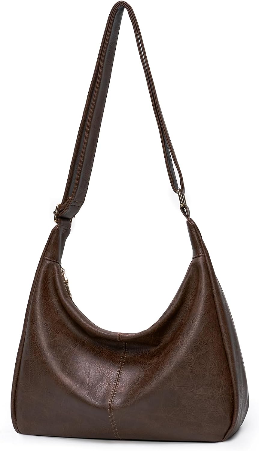Bags for Women. Ultra Soft Foldable Vegan Leather Shoulder Handbag. Stylish Slouchy Tote Purses