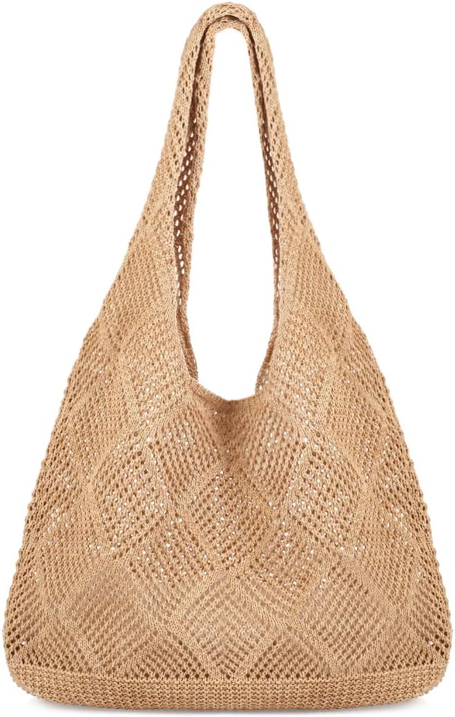 Tote bag Summer Beach Bag for Women Aesthetic Mesh Tote Bag Hippie Bag Knit Bag