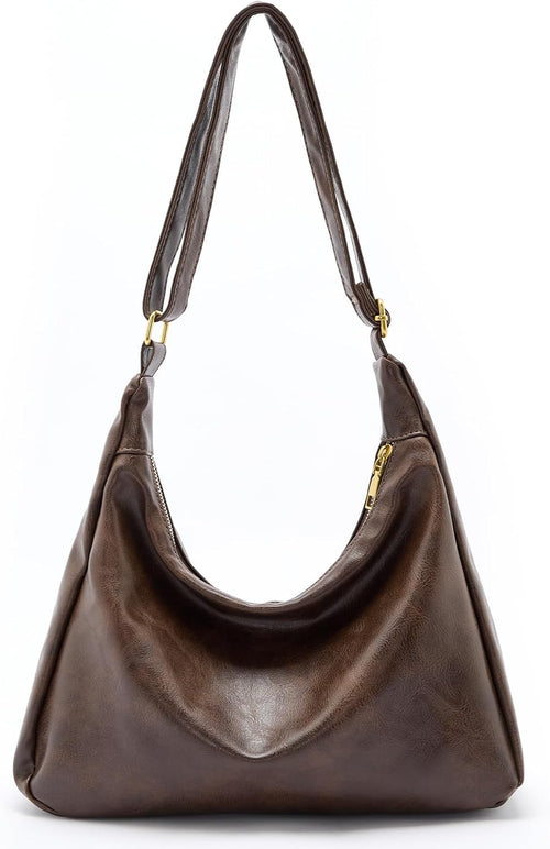 Bags for Women. Ultra Soft Foldable Vegan Leather Shoulder Handbag. Stylish Slouchy Tote Purses