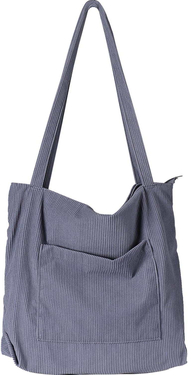 Corduroy Tote Bag. Large Shoulder Hobo Bags Casual Handbags Big Capacity Shopping Work Bag