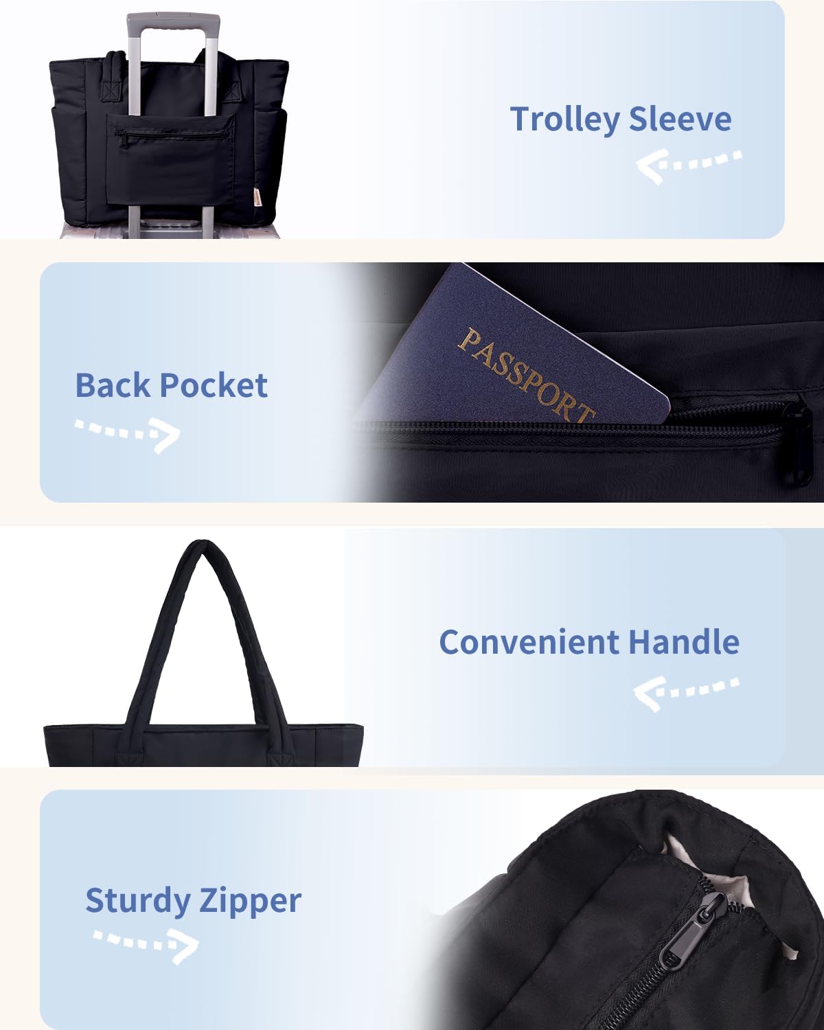 Nature Puffer Tote Bag with Cup Holder & Laptop Compartment & Trolley Sleeve for Travel. Work. Nurse. Women