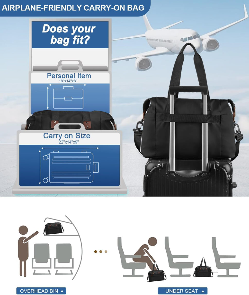 Travel Duffle Bag. Waterproof Weekender Overnight Hospital Bags for Women Men with Toiletry Bag Lightweight Carry on Personal Item Duffle Gym Bag for Travel. Airplanes. Sports