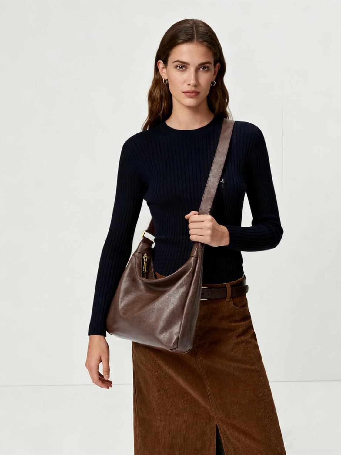 Bags for Women. Ultra Soft Foldable Vegan Leather Shoulder Handbag. Stylish Slouchy Tote Purses
