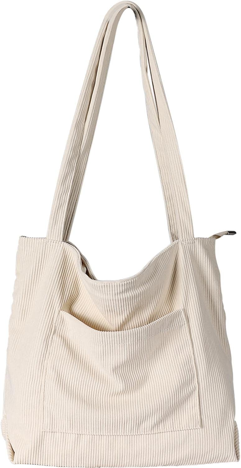Corduroy Tote Bag. Large Shoulder Hobo Bags Casual Handbags Big Capacity Shopping Work Bag