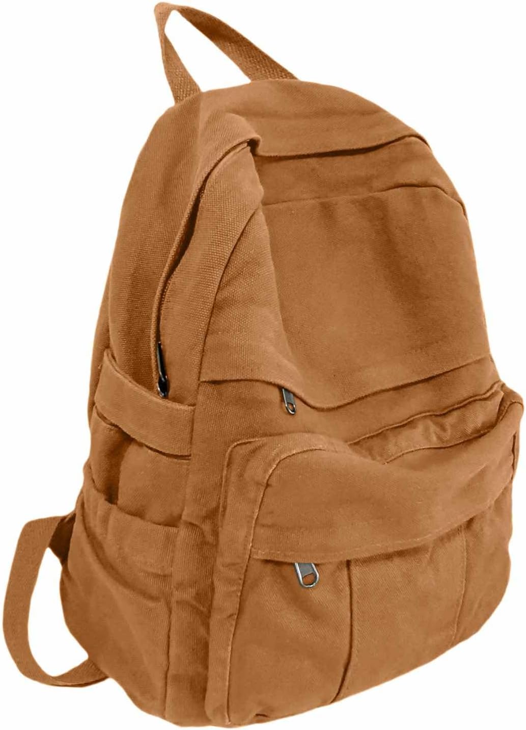 Coffee Brown Canvas Backpack for Women & Men Retro Aesthetic Rucksack Basic Backpack for High School/College Students Travel Laptop Bag