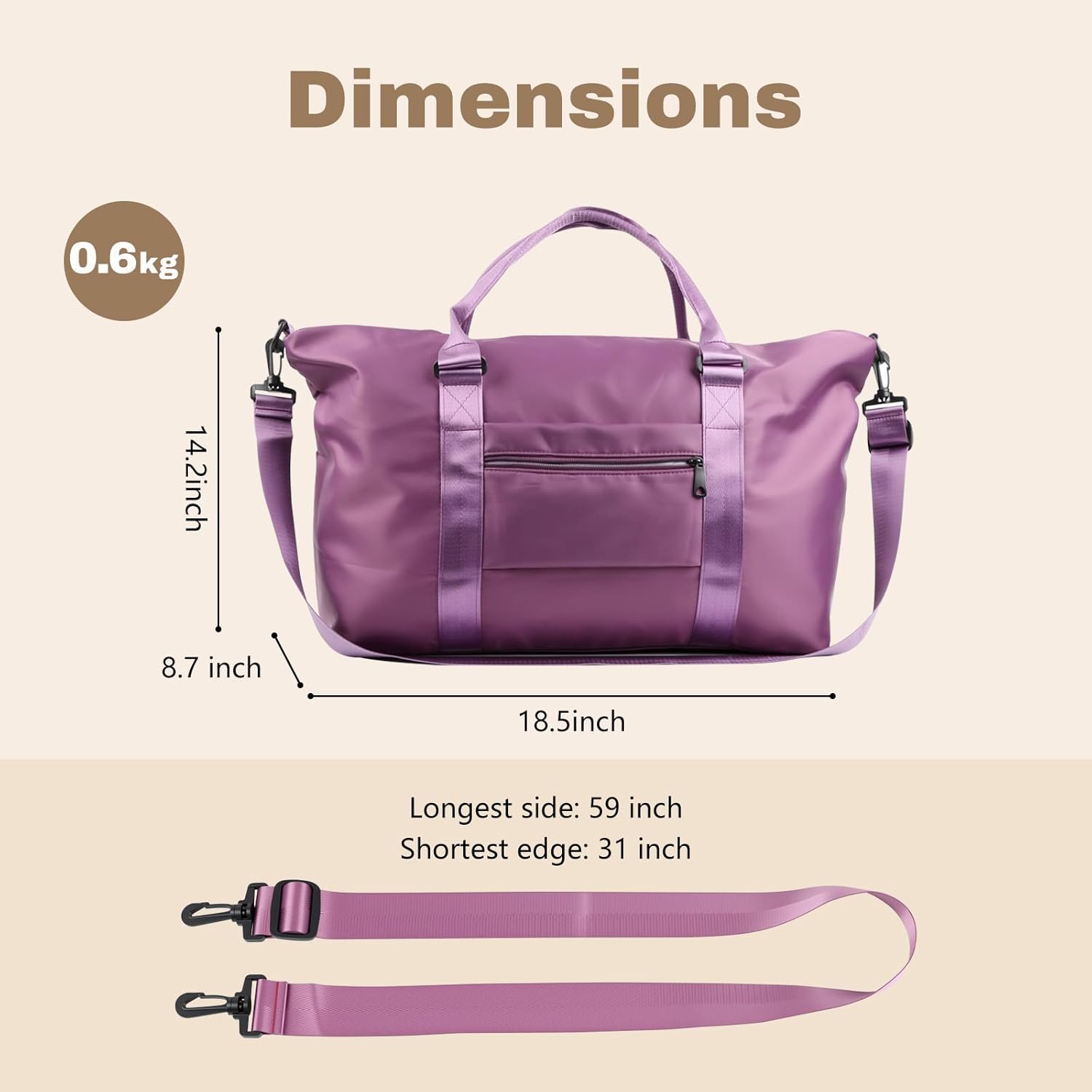 Weekender Duffel Bags for Women. Purple Travel Totes Bag for Airplane Essentials. Overnight Bags for Women with Trolley Sleeve. Large Carry On Hospital Bag for Labor and Delivery. Sport. Gym