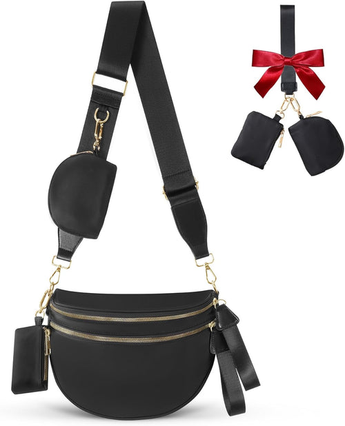 Cross Body Bag for Women Bum Bag Checkered Belt Bags Fanny Packs for Girls Travel Purse Fashion Waist Packs Crossbody Nylon Purse Trendy Shoulder Bags for Womens