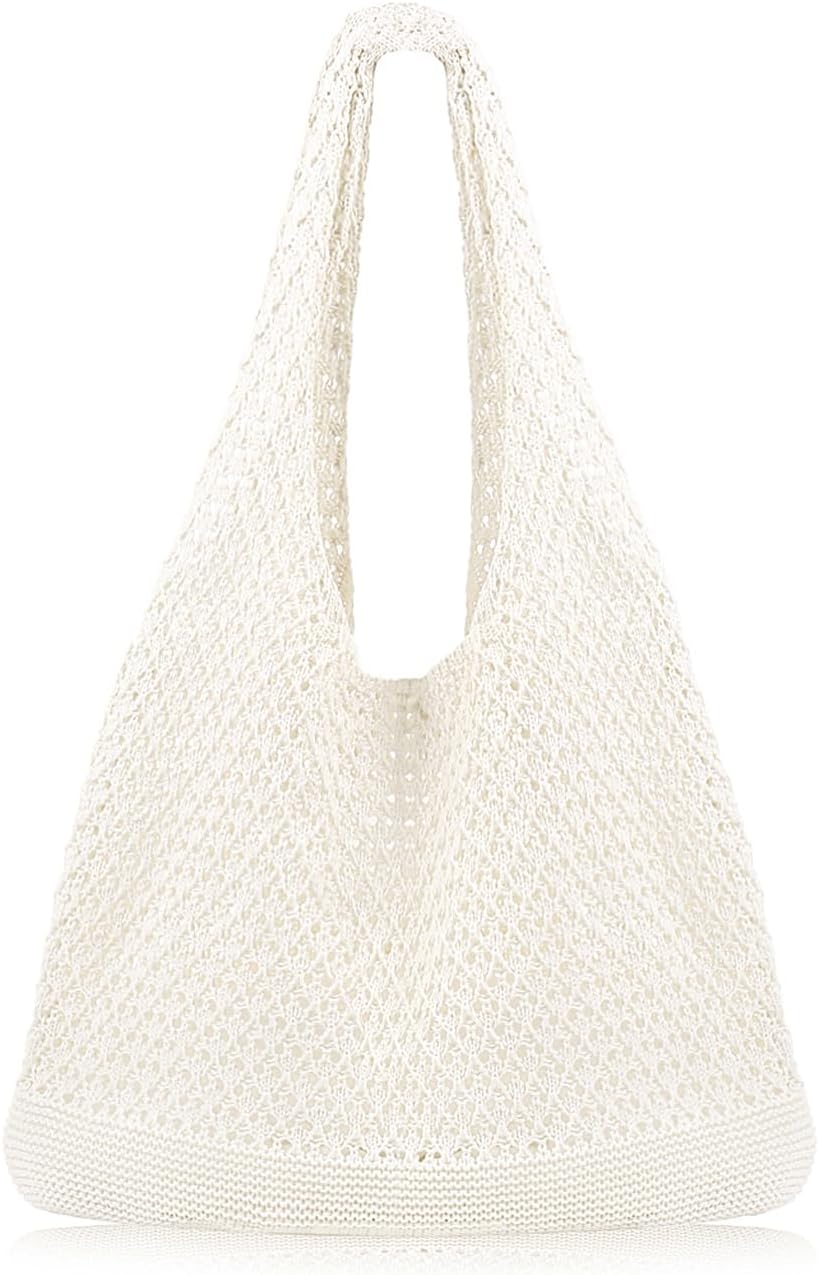 Tote bag Summer Beach Bag for Women Aesthetic Mesh Tote Bag Hippie Bag Knit Bag