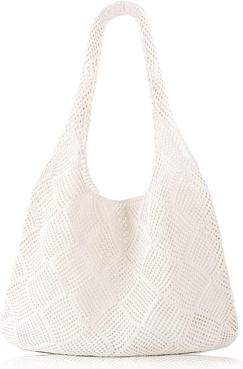Tote bag Summer Beach Bag for Women Aesthetic Mesh Tote Bag Hippie Bag Knit Bag
