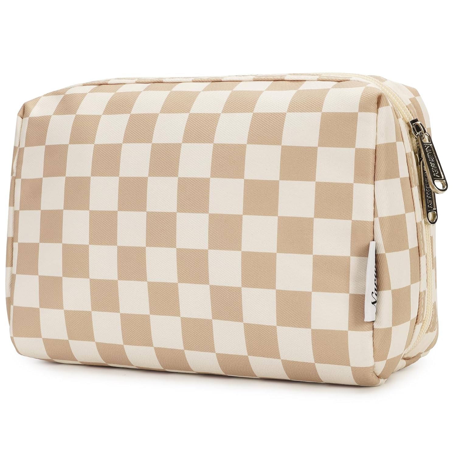 Makeup Bag Travel Cosmetic Bag Organizer Toiletry Bag Make Up Bags with Compartments for Women Girls (Large. Light Checkerboard)