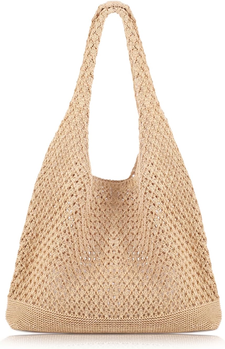 Tote bag Summer Beach Bag for Women Aesthetic Mesh Tote Bag Hippie Bag Knit Bag