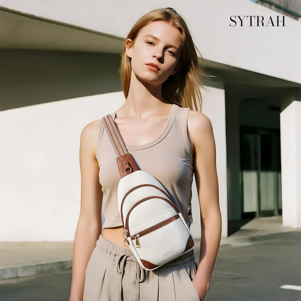 Anti Theft Crossbody Bags for Women. RFID Sling Bag Travel Purse. RFID Cross Body Purses Chest Bag for Travel Beige Brown