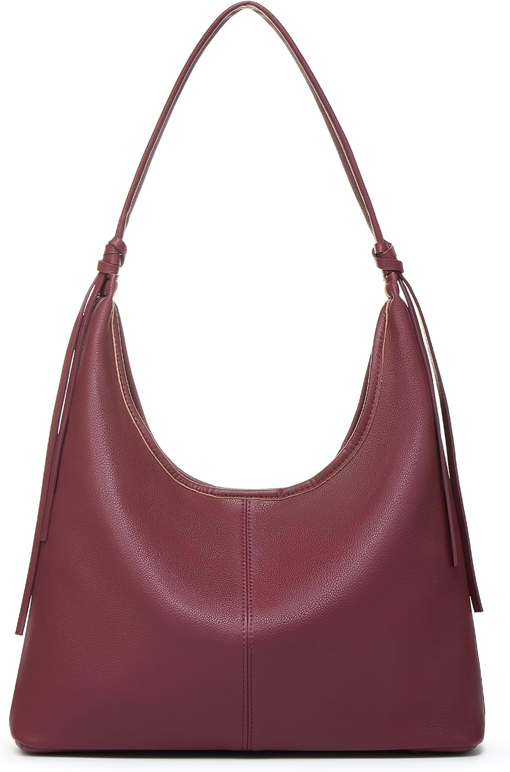 Vegan Leather Slouchy Hobo Purses for Women. Tote Handbags Shoulder Satchel with Tassel Ribbon