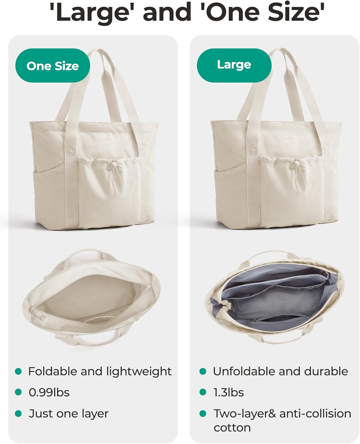 Foldable Tote Bag with Drawstring Bag. Large Tote Bag Shoulder Bag Top Handle Handbag for Travel. Work. Beach. Gym