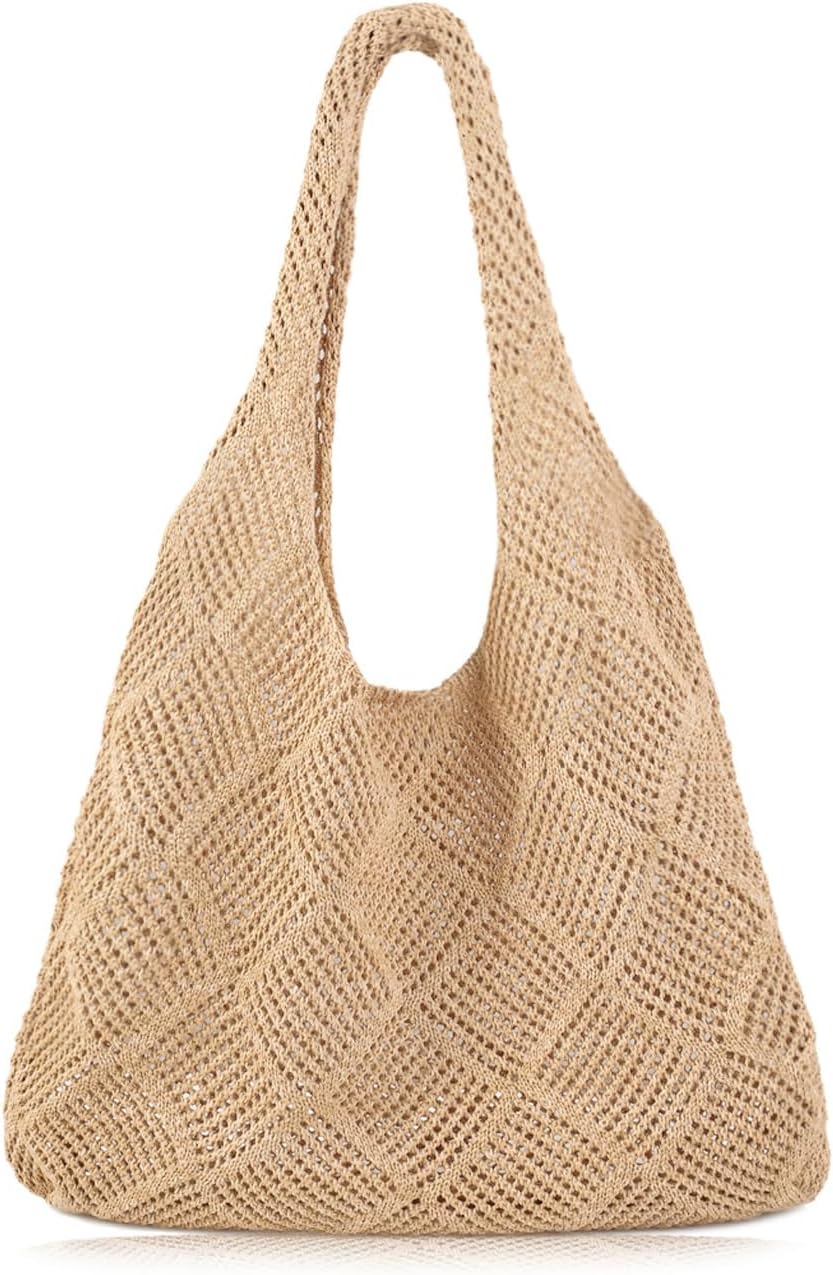 Tote bag Summer Beach Bag for Women Aesthetic Mesh Tote Bag Hippie Bag Knit Bag