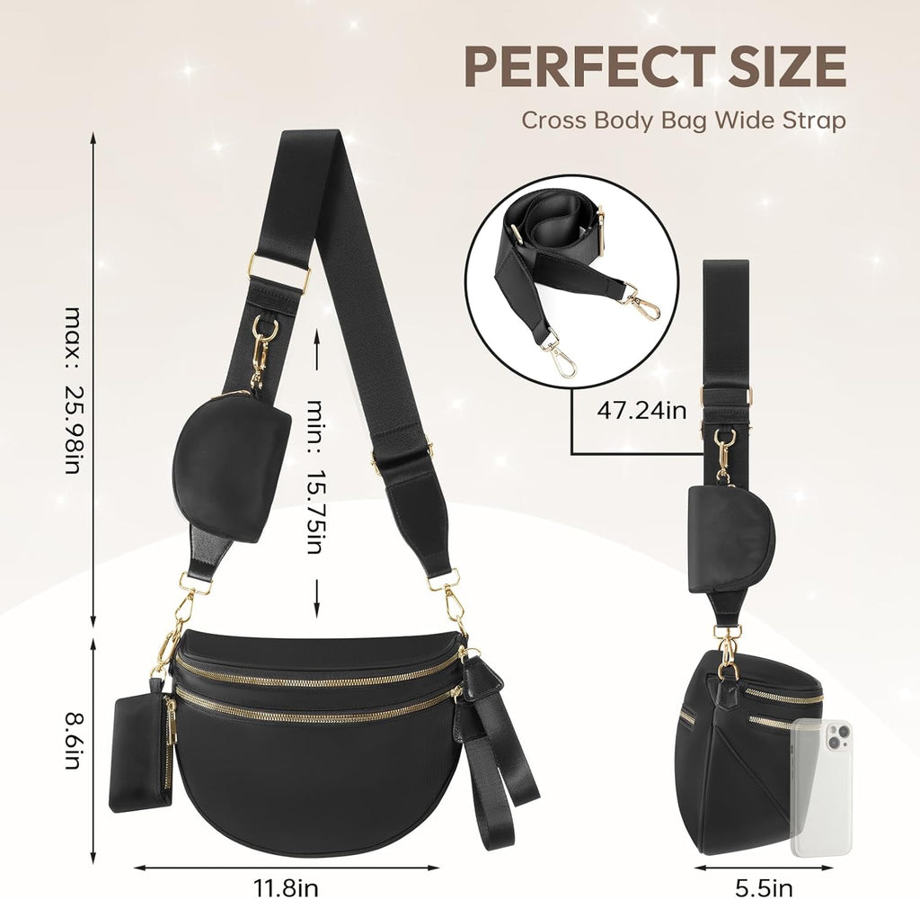 Cross Body Bag for Women Bum Bag Checkered Belt Bags Fanny Packs for Girls Travel Purse Fashion Waist Packs Crossbody Nylon Purse Trendy Shoulder Bags for Womens