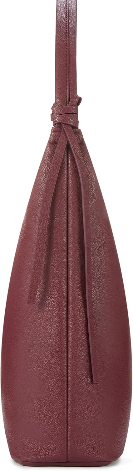 Vegan Leather Slouchy Hobo Purses for Women. Tote Handbags Shoulder Satchel with Tassel Ribbon