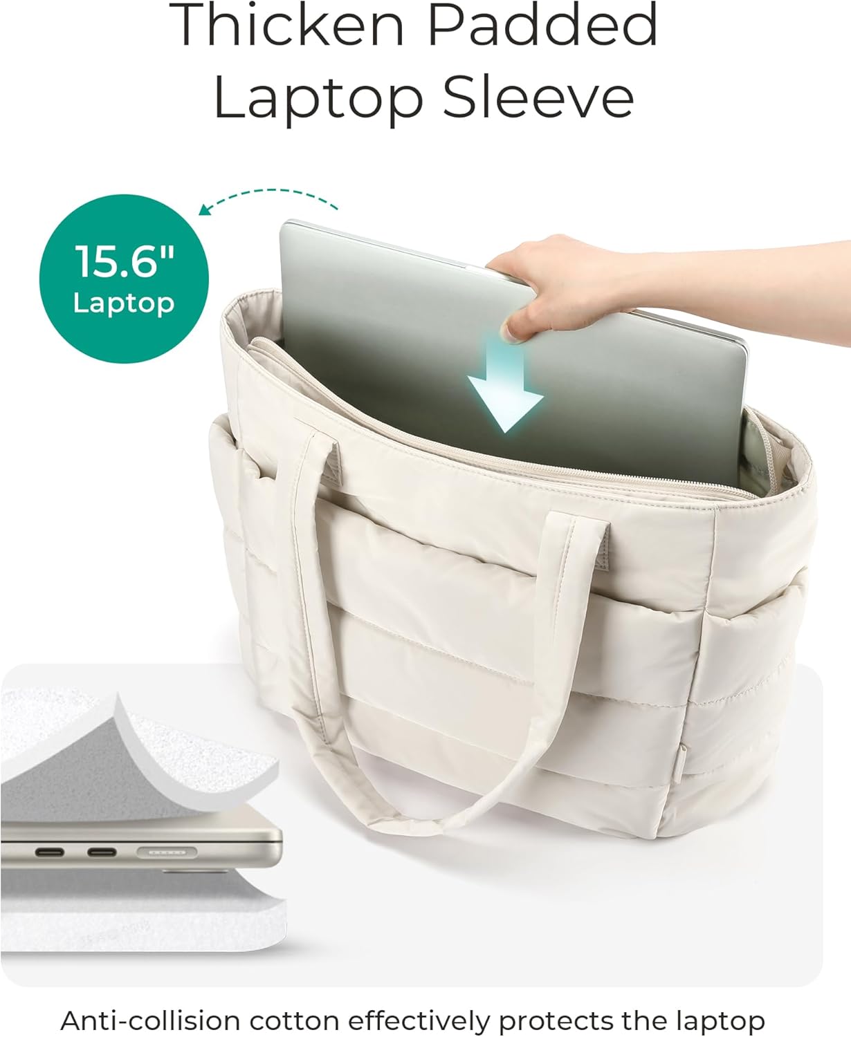 BAGSMART Tote Bag for Women. Lightweight Puffy Tote Bag with Compartments Shoulder Bag Handbag for Travel. Work. Gym | Lightweight. Puffy. Quilted. for Travel. Work