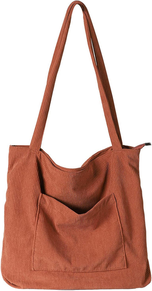 Corduroy Tote Bag. Large Shoulder Hobo Bags Casual Handbags Big Capacity Shopping Work Bag