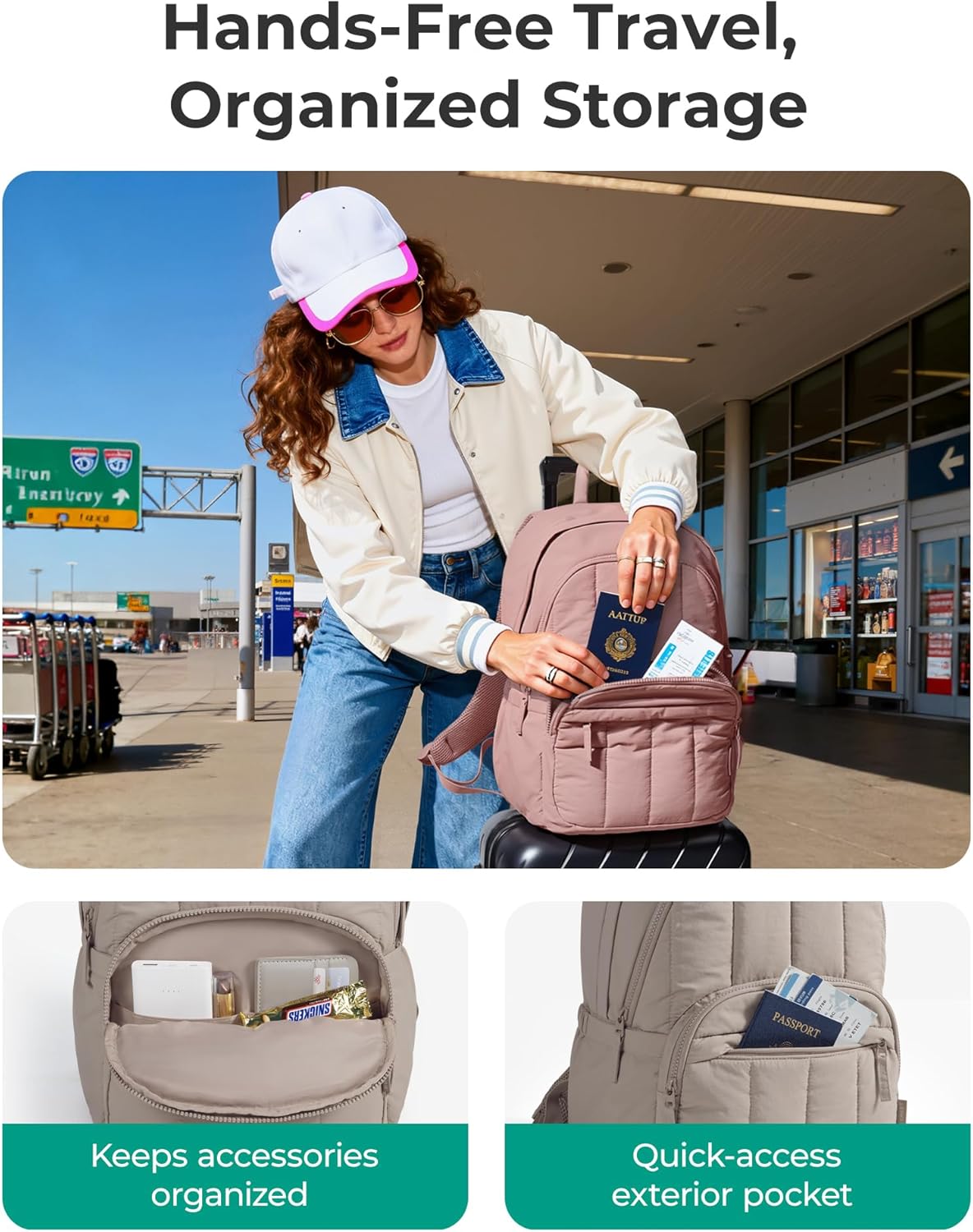 Womens Backpack Small Travel Laptop Backpack for Women. Quilted College Laptop Bookbag. Work Back Pack for Women. Cute Computer Water-Resistant Casual Daypack. Puffer Camel