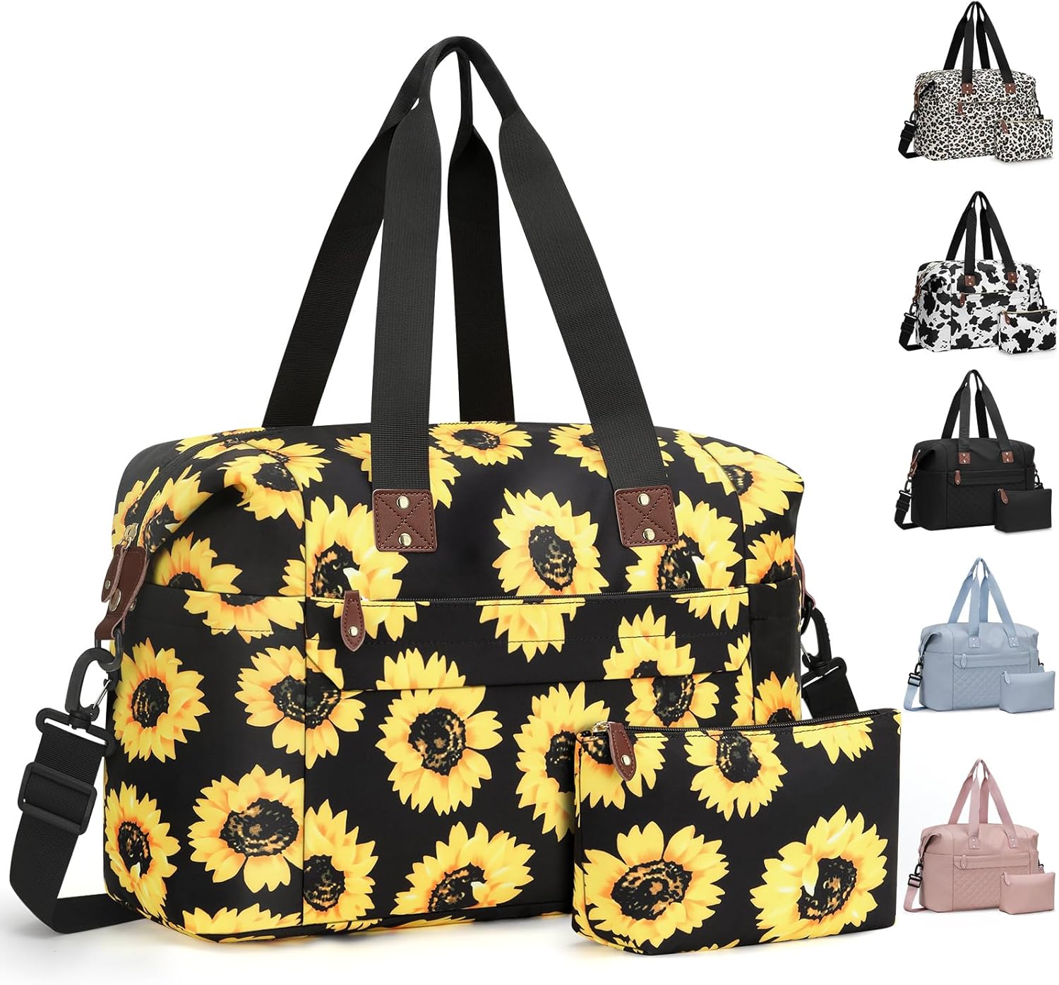 Travel Duffle Bag. Waterproof Weekender Overnight Hospital Bags for Women Men with Toiletry Bag Lightweight Carry on Personal Item Duffle Gym Bag for Travel. Airplanes. Sports