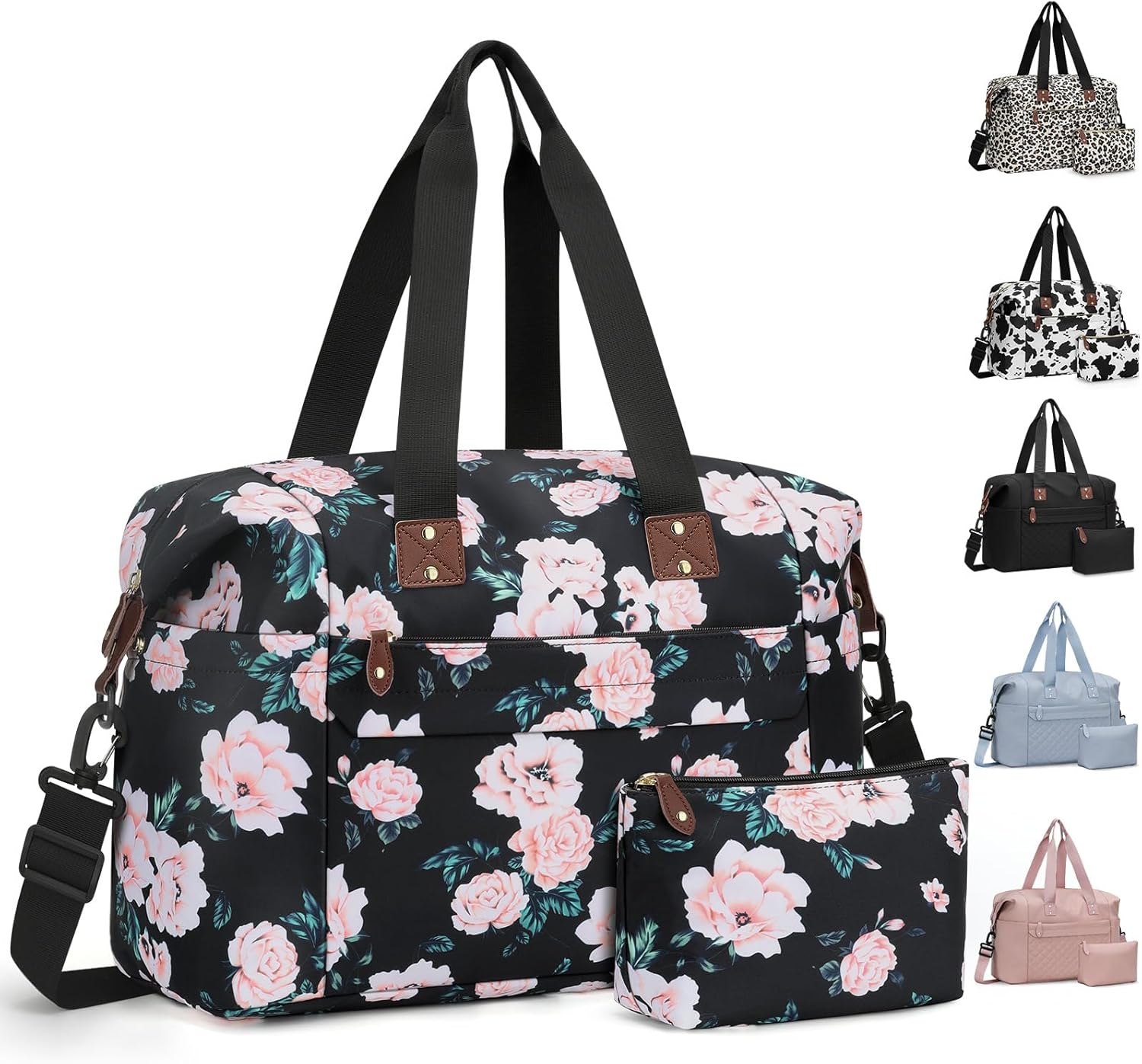 Travel Duffle Bag. Waterproof Weekender Overnight Hospital Bags for Women Men with Toiletry Bag Lightweight Carry on Personal Item Duffle Gym Bag for Travel. Airplanes. Sports