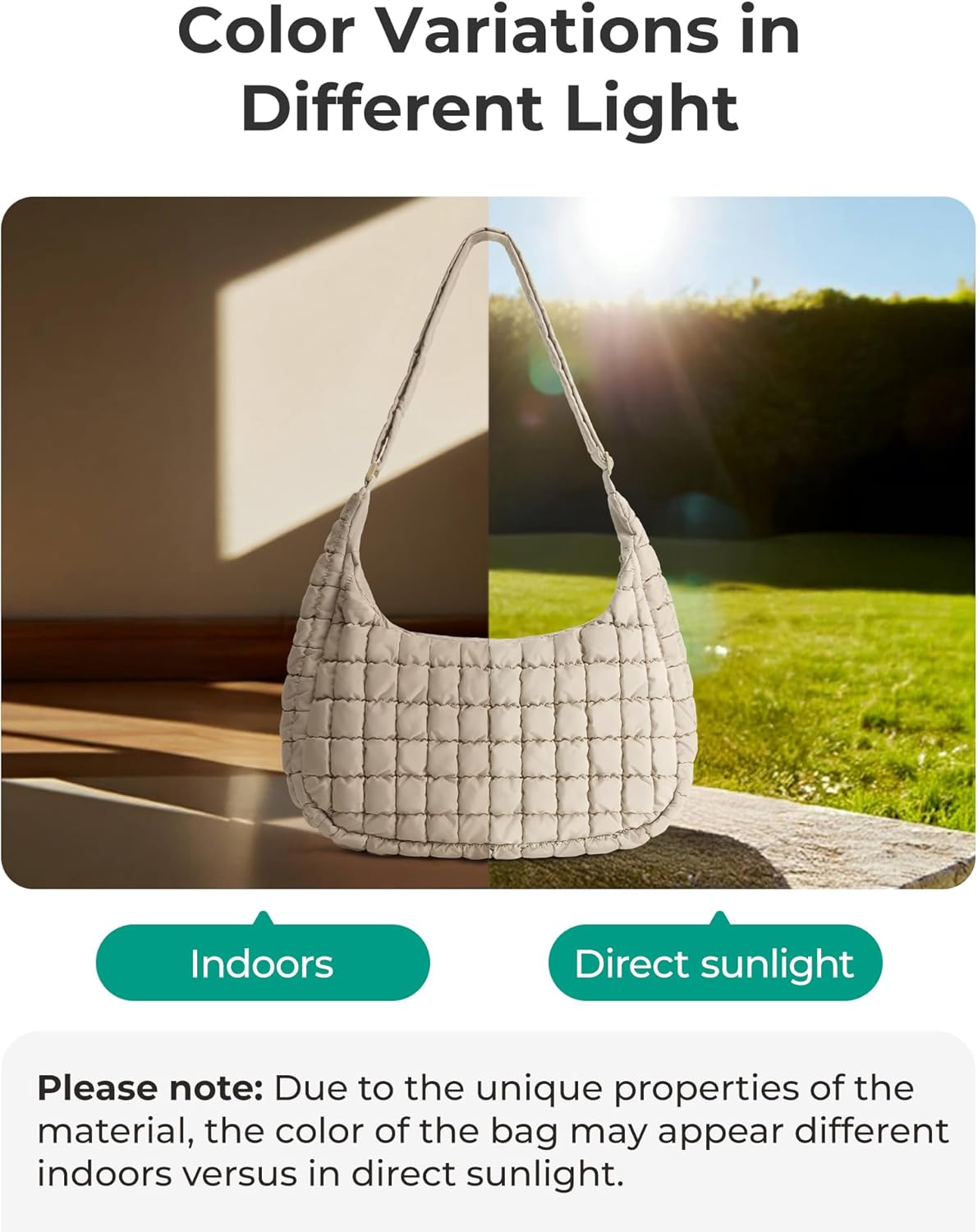 Crossbody Hobo Bag for Women with Adjustable Strap. Quilted Puffy Purses for Women Fluffy Compact Shoulder Handbag