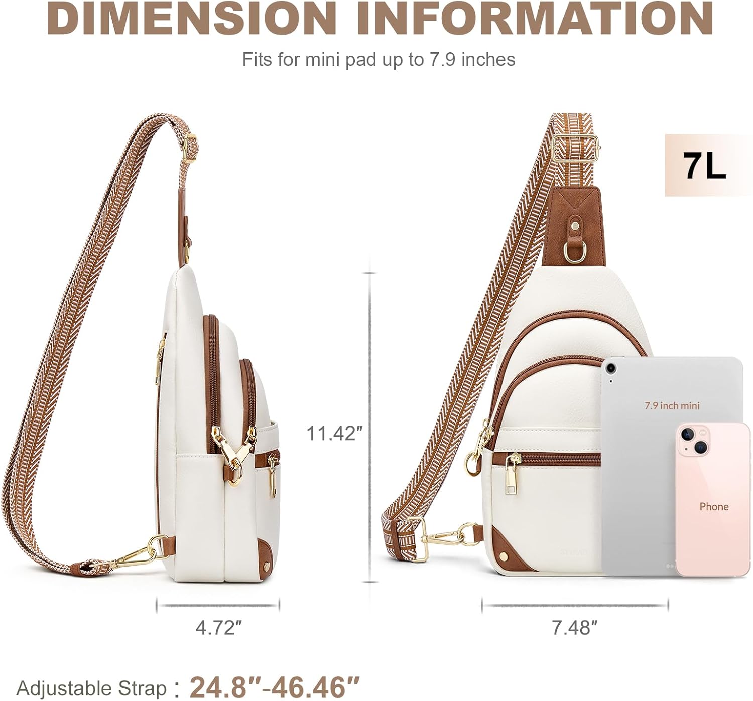 Anti Theft Crossbody Bags for Women. RFID Sling Bag Travel Purse. RFID Cross Body Purses Chest Bag for Travel Beige Brown