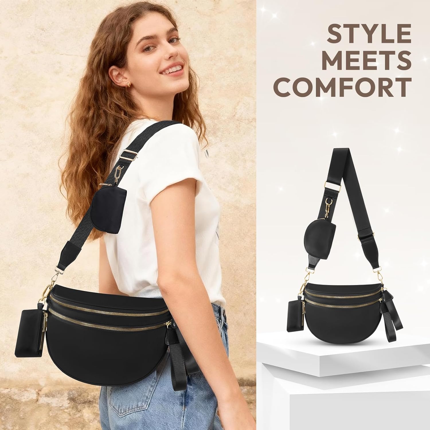 Cross Body Bag for Women Bum Bag Checkered Belt Bags Fanny Packs for Girls Travel Purse Fashion Waist Packs Crossbody Nylon Purse Trendy Shoulder Bags for Womens