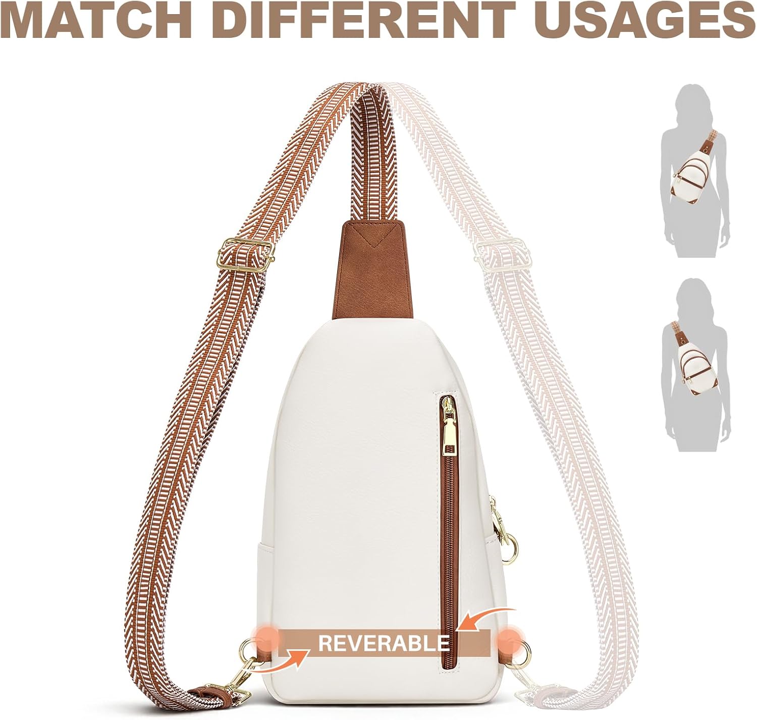 Anti Theft Crossbody Bags for Women. RFID Sling Bag Travel Purse. RFID Cross Body Purses Chest Bag for Travel Beige Brown