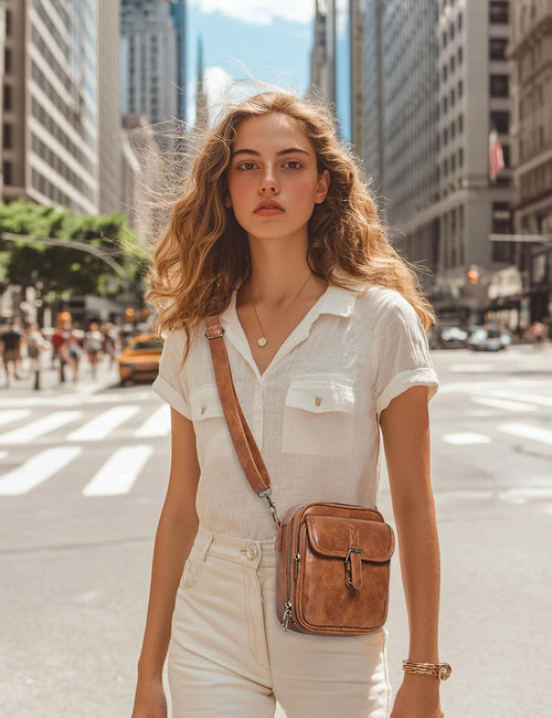 Crossbody Bag for Women Men. Vegan Leather Anti-Theft Messenger Shoulder Bag. Vintage Cross Body Purse with Card Slots