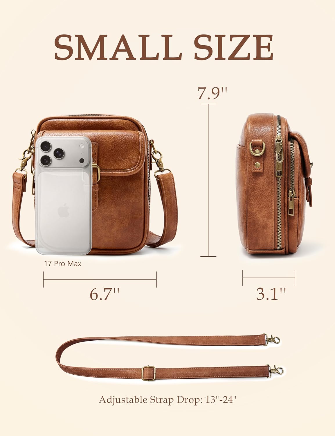 Crossbody Bag for Women Men. Vegan Leather Anti-Theft Messenger Shoulder Bag. Vintage Cross Body Purse with Card Slots