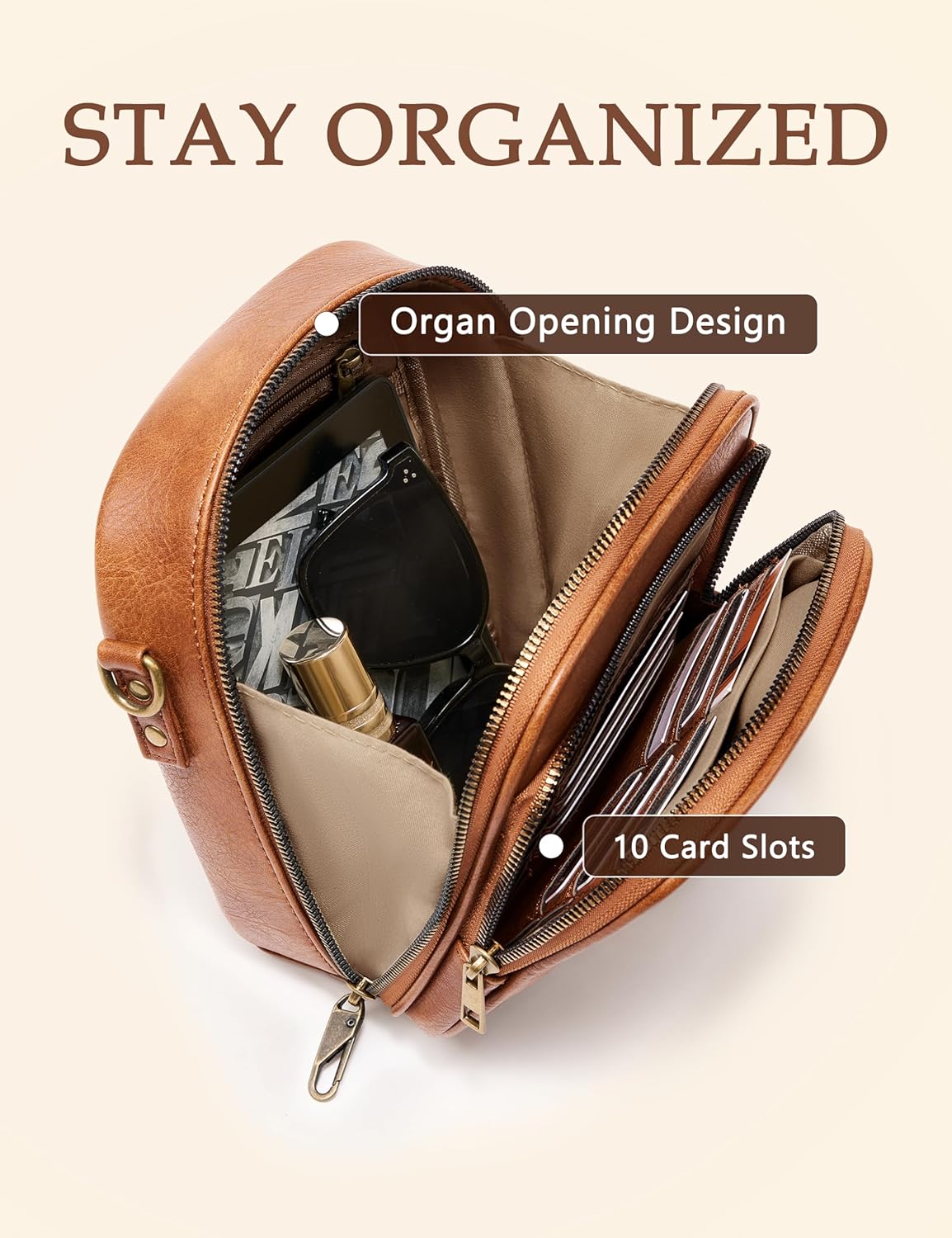 Crossbody Bag for Women Men. Vegan Leather Anti-Theft Messenger Shoulder Bag. Vintage Cross Body Purse with Card Slots