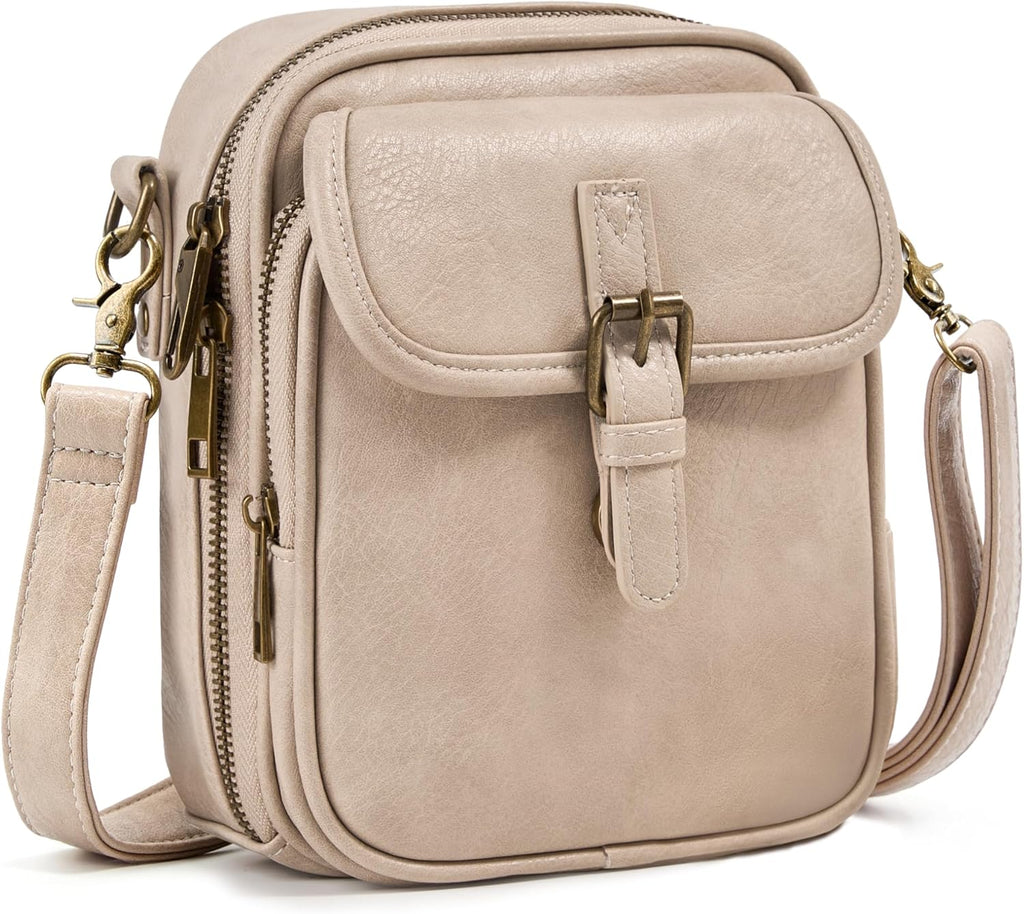 Crossbody Bag for Women Men. Vegan Leather Anti-Theft Messenger Shoulder Bag. Vintage Cross Body Purse with Card Slots