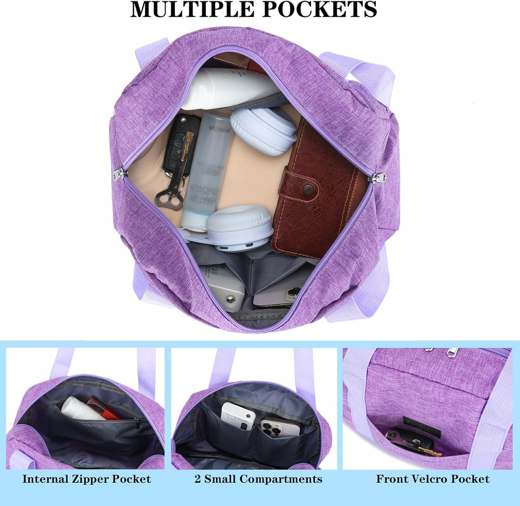 Mini Gym Bag for Women Girls. 12 inch Small Gym Tote. Lightweight Small Carry On Duffle Bag for Travel Sports