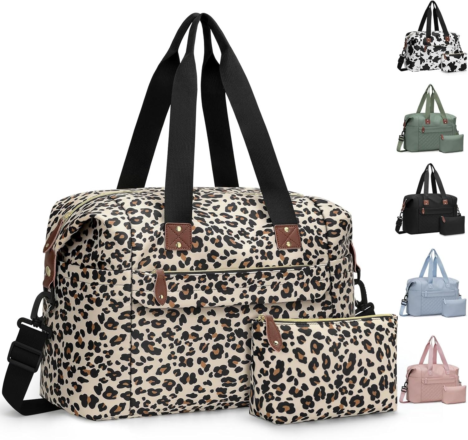 Travel Duffle Bag. Waterproof Weekender Overnight Hospital Bags for Women Men with Toiletry Bag Lightweight Carry on Personal Item Duffle Gym Bag for Travel. Airplanes. Sports