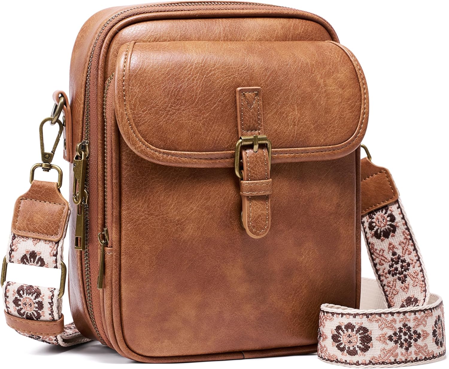 Crossbody Bag for Women Men. Vegan Leather Anti-Theft Messenger Shoulder Bag. Vintage Cross Body Purse with Card Slots