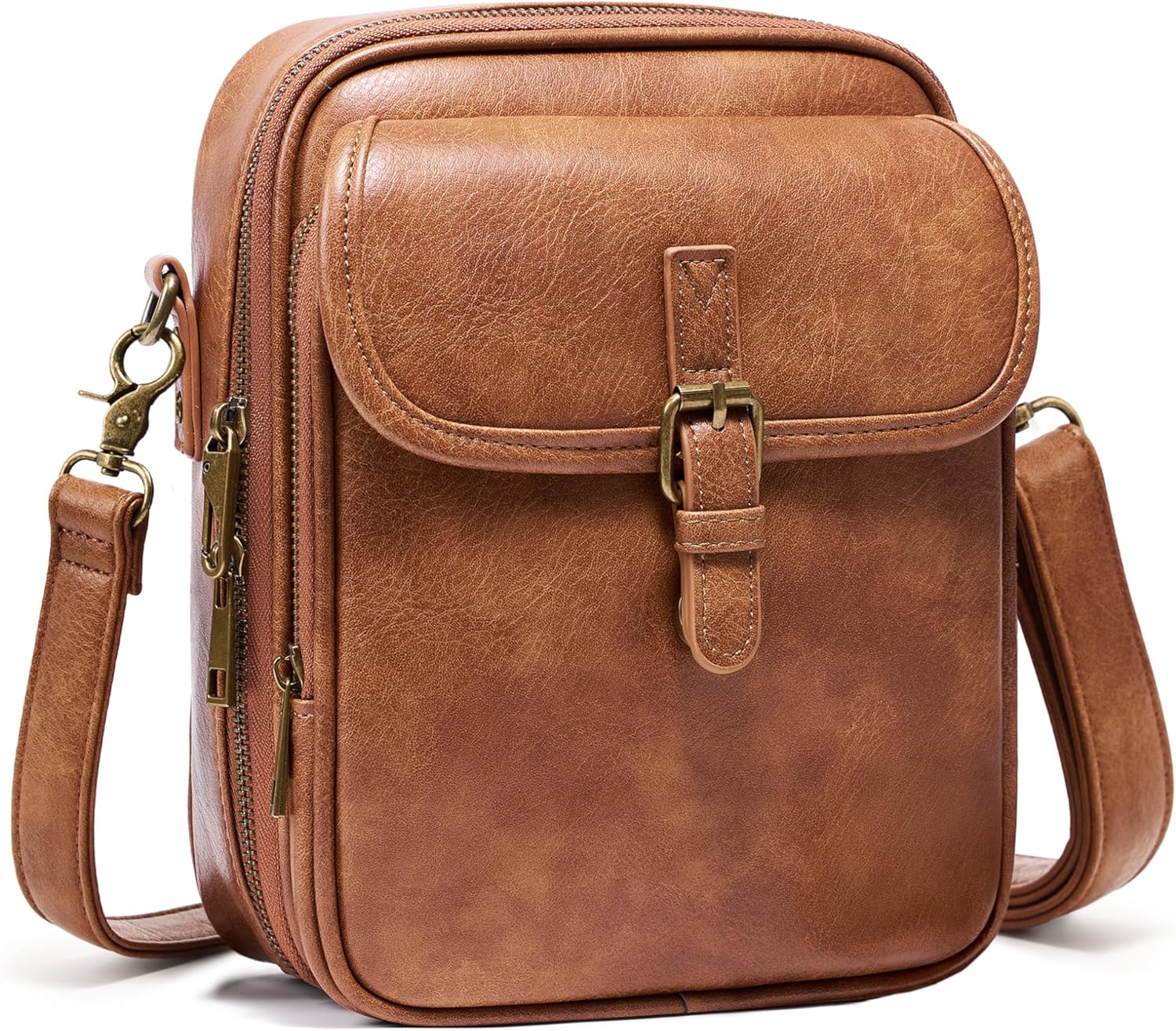 Crossbody Bag for Women Men. Vegan Leather Anti-Theft Messenger Shoulder Bag. Vintage Cross Body Purse with Card Slots